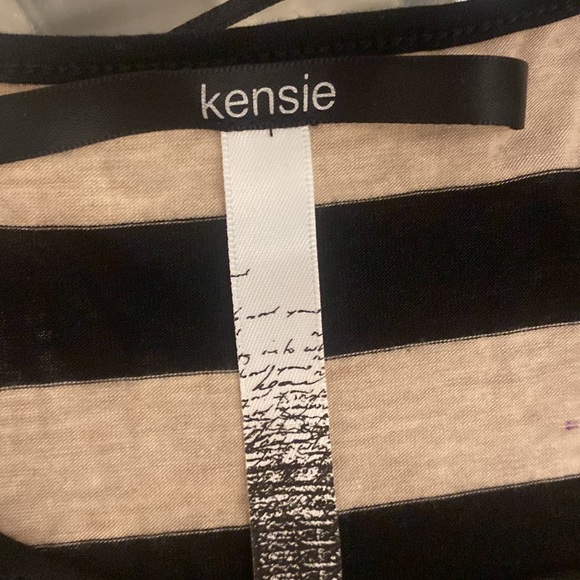 Kensie Cap Sleeve  Dress (Beige and black stripe) - Picture 4 of 4
